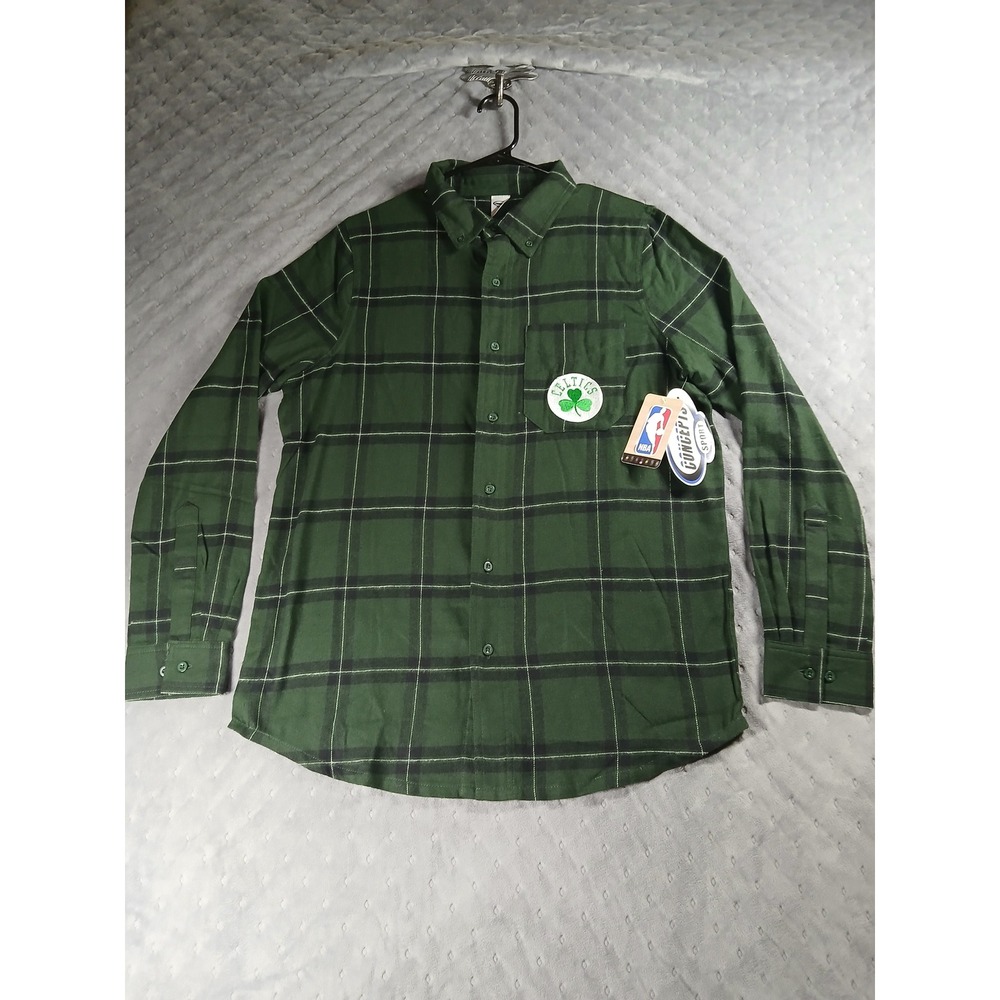 Concepts Sport NBA Boston Celtics Green Plaid Flannel Button Down Shirt New - Picture 1 of 6